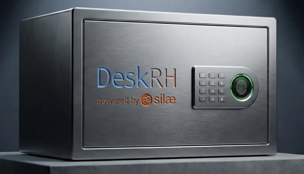 Coffre fort numérique DeskRH, solution pour l'obligation employeur. Sécurisé par empreinte digitale et clavier numérique.