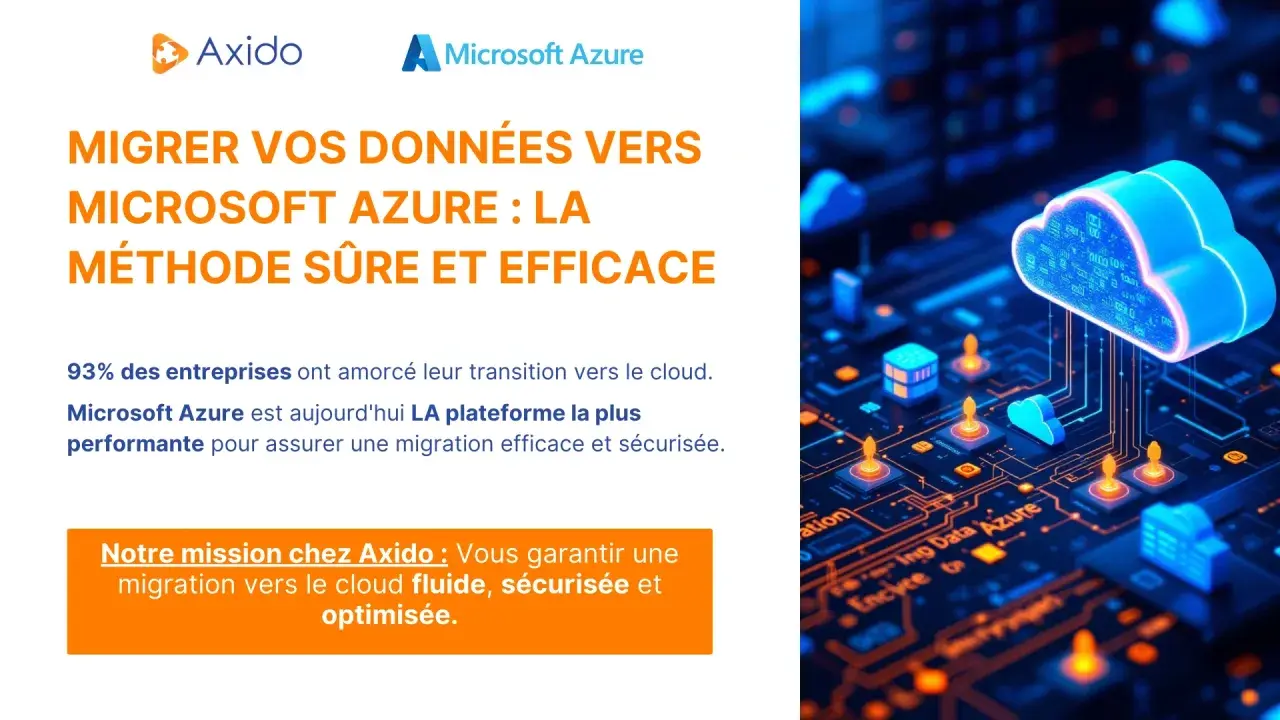 Illustration d'un exemple de cloud computing avec un nuage bleu lumineux sur un circuit imprimé. Axido et Microsoft Azure proposent une migration de données efficace.