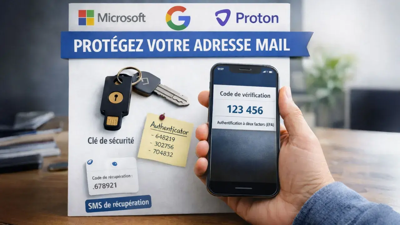Clé de sécurité, authenticator, code de vérification sur smartphone : des outils pour comment sécuriser mon adresse mail.