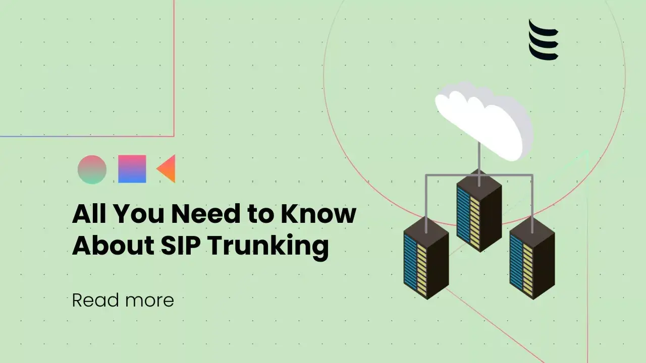 Illustration d'un nuage connecté à des serveurs, avec le texte "All You Need to Know About SIP Trunking". Le trunk sip est essentiel.