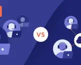Comparaison visuelle entre une solution on-premise, avec des agents isolés, et une solution cloud, connectant les agents à un serveur central.