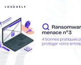Un ordinateur portable cadenas, une clé et un symbole Bitcoin illustrent la menace du ransomware as a service. 4 bonnes pratiques pour protéger votre entreprise.
