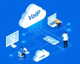 Illustration de la **voip définition** : des personnes communiquent via des appareils connectés au cloud, symbolisant la téléphonie sur IP.