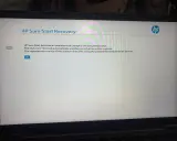 Écran de récupération HP Sure Start affichant un message de sécurité et le logo HP.