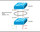 Schéma montrant comment connecter 2 switch ensemble via EtherChannel/LACP. Switch01 et Switch02 reliés par des ports GigabitEthernet.