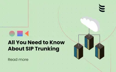 Illustration d'un nuage connecté à des serveurs, avec le texte "All You Need to Know About SIP Trunking". Le trunk sip est essentiel.