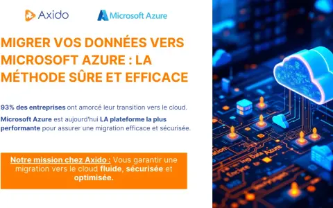 Illustration d'un exemple de cloud computing avec un nuage bleu lumineux sur un circuit imprimé. Axido et Microsoft Azure proposent une migration de données efficace.