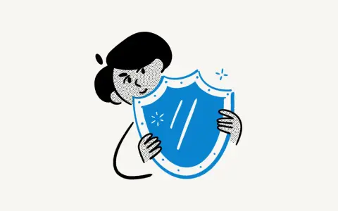 Une personne tient un bouclier bleu, symbole de protection. Ce bouclier pourrait représenter un code à usage unique Microsoft pour sécuriser vos données.