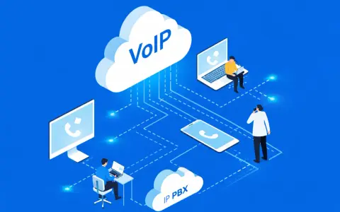 Illustration de la **voip définition** : des personnes communiquent via des appareils connectés au cloud, symbolisant la téléphonie sur IP.
