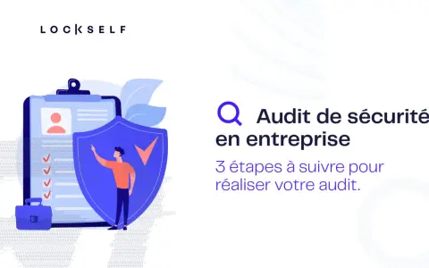 Un auditeur sécurité informatique analyse les risques. Illustration d'un audit d'entreprise avec un bouclier et une checklist.
