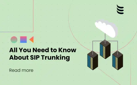 Illustration d'un nuage connecté à des serveurs, avec le texte "All You Need to Know About SIP Trunking". Le trunk sip est essentiel.