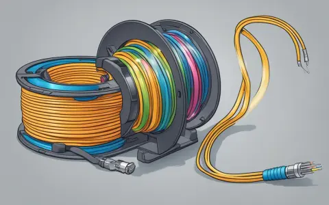 Bobines de câble fibre optique multicolore, prêtes à être déployées sur une longueur maximum.