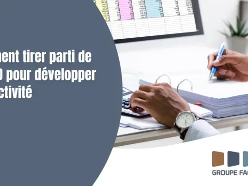 Un homme travaille sur des documents, utilisant une calculatrice et un stylo. La signification de la GED est expliquée pour développer son activité.