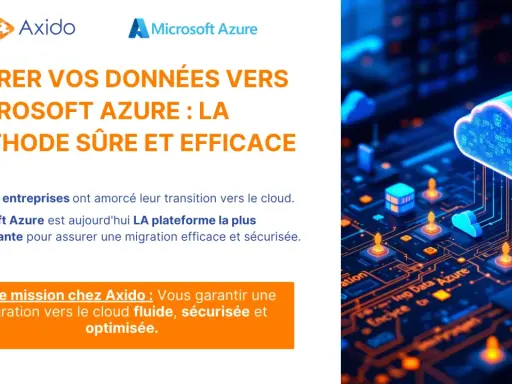 Illustration d'un exemple de cloud computing avec un nuage bleu lumineux sur un circuit imprimé. Axido et Microsoft Azure proposent une migration de données efficace.