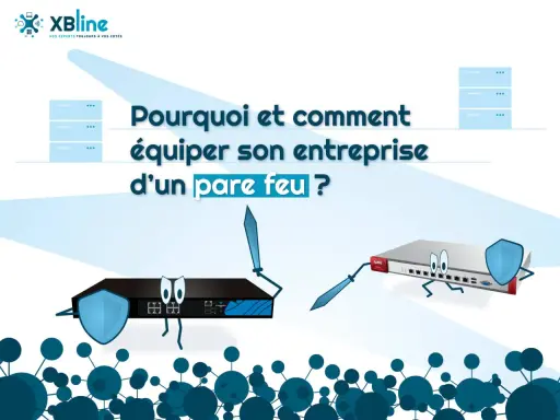 Deux pare-feux physiques s'affrontent, symbolisant la protection de votre entreprise.