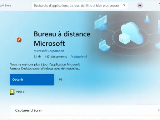 Accès bureau à distance par le web : l'application Microsoft Remote Desktop pour Windows.