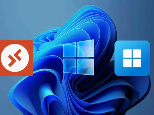 Icônes de connexion bureau à distance : TeamViewer et Connexion Bureau à distance Windows sur fond Windows 11.