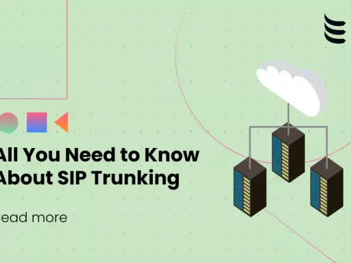 Illustration d'un nuage connecté à des serveurs, avec le texte "All You Need to Know About SIP Trunking". Le trunk sip est essentiel.