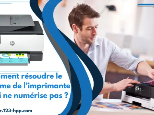 Un homme résout un problème d'imprimante HP. La documentation HP, c'est quoi ? Ce guide vous aide.