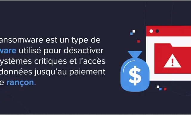 Sac d'argent et dossier avec un point d'exclamation, symbolisant les ransomwares et la nécessité de solutions de ransomware.