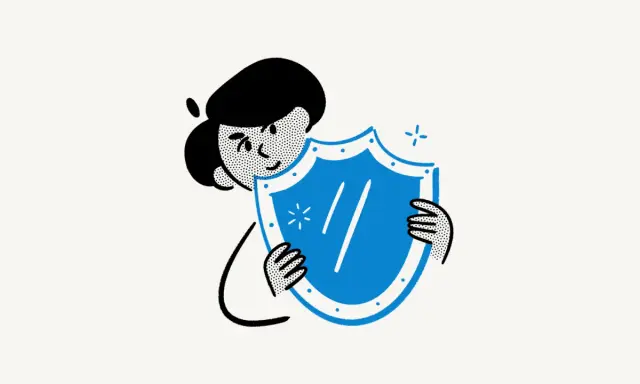 Une personne tient un bouclier bleu, symbole de protection. Ce bouclier pourrait représenter un code à usage unique Microsoft pour sécuriser vos données.