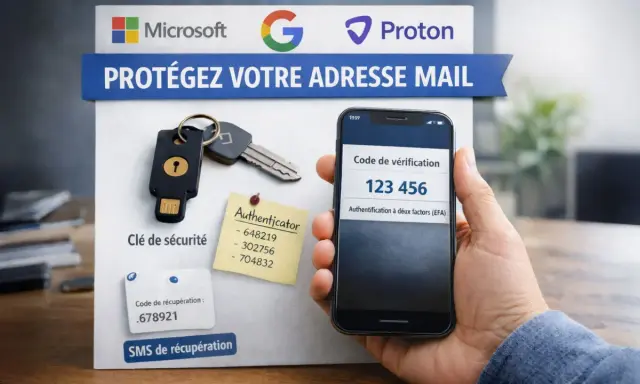 Clé de sécurité, authenticator, code de vérification sur smartphone : des outils pour comment sécuriser mon adresse mail.