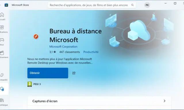 Accès bureau à distance par le web : l'application Microsoft Remote Desktop pour Windows.