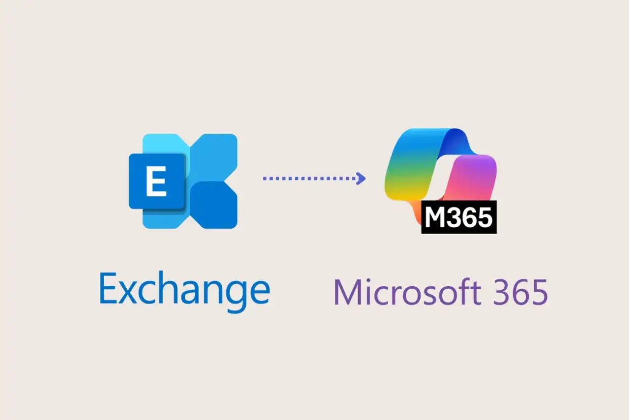 Icône Exchange vers Microsoft 365, illustrant la migration.